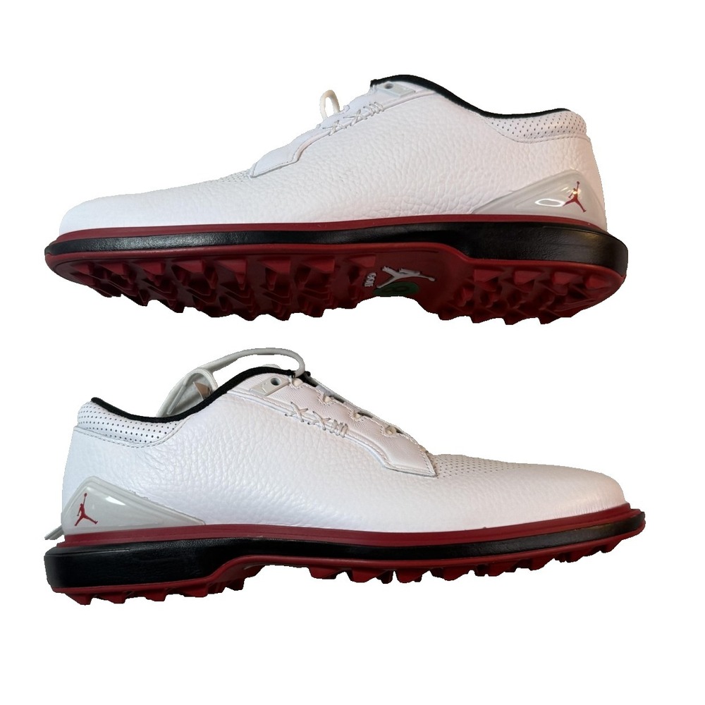 Jordan Golf Shoes Mens Size 8 White Red Leather Spikeless Waterproof FQ6642-103